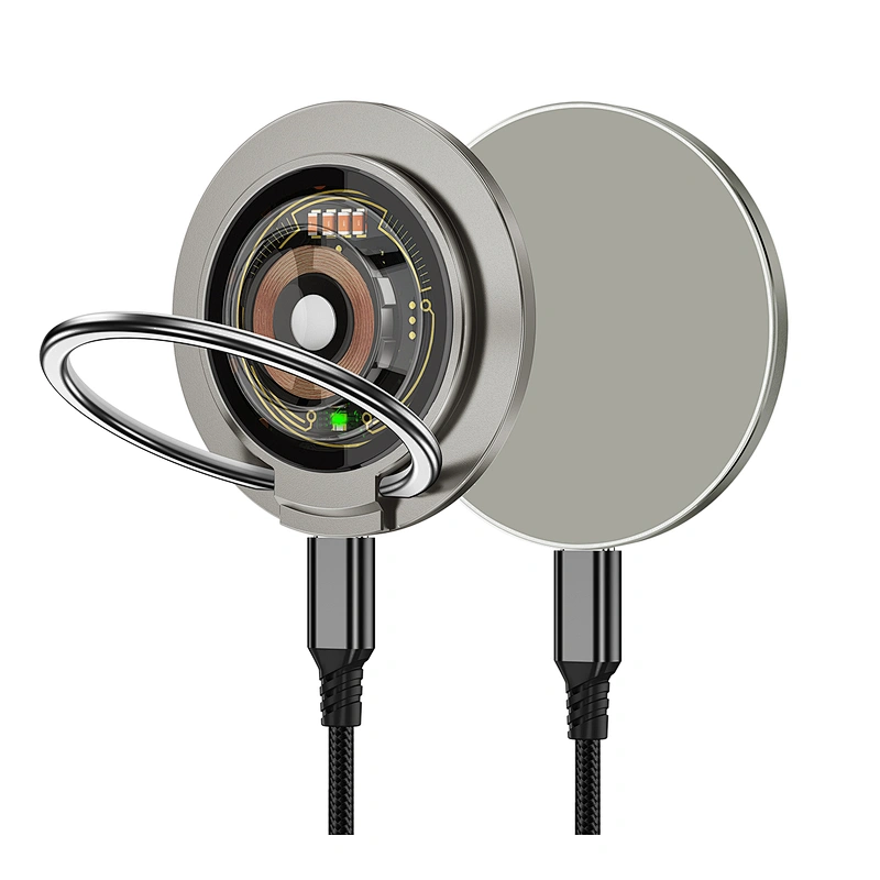 3-in-1 15W Magnetic wireless charger +2.5W watch charger ring  phone holder for Apple Watch and iPhone 17~12