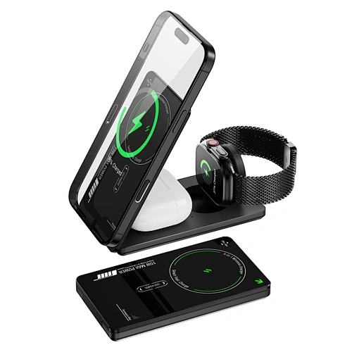 3-in-1 Foldable Magnetic Wireless charger for iPhone17~12‚Apple Watch‚ and Airpods