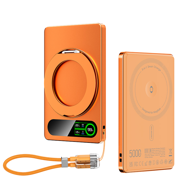 3-in-1 Intelligent TFT Display Ultra Slim Magnetic Wireless Power bank 5000mAh