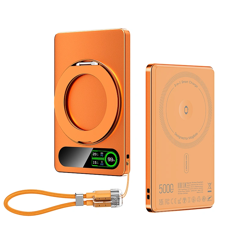 3-in-1 Intelligent TFT Display Ultra Slim Magnetic Wireless Power bank 5000mAh