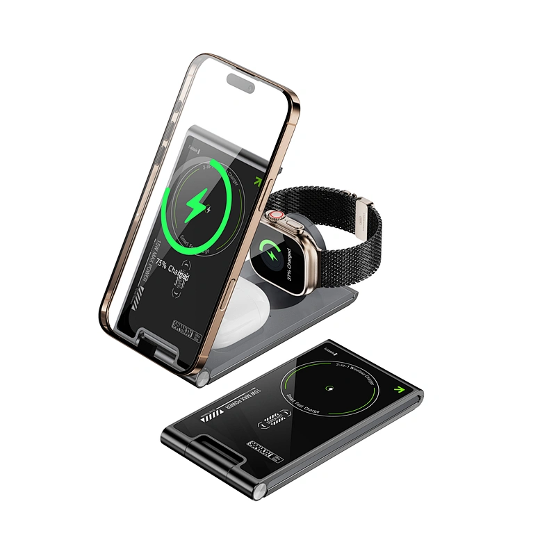 3-in-1 Foldable Magnetic Wireless charger for iPhone17/16/15/14/13/12‚Apple Watch‚ and Airpods