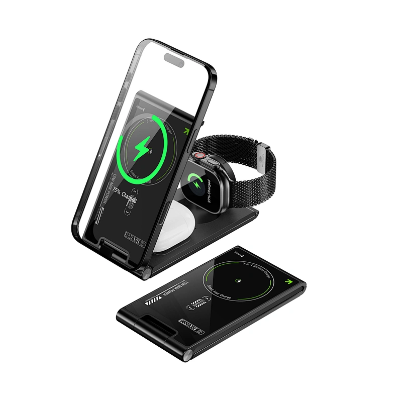 3-in-1 Foldable Magnetic Wireless charger for iPhone17/16/15/14/13/12‚Apple Watch‚ and Airpods
