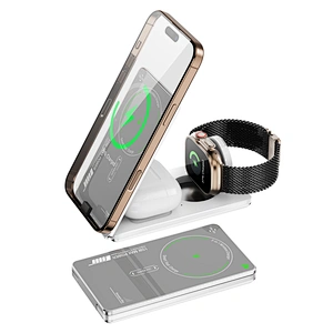 3-in-1 Foldable Magnetic Wireless charger for iPhone 18~12‚Apple Watch‚ and Airpods