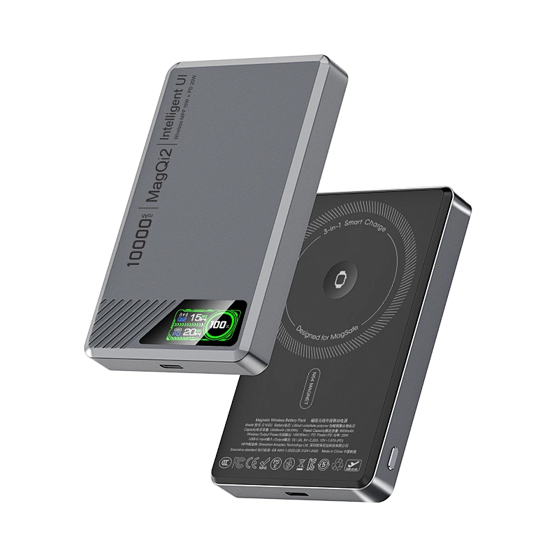 3-in-1 Intelligent TFT Display Ultra Slim Magnetic Wireless Power Bank 10000mAh