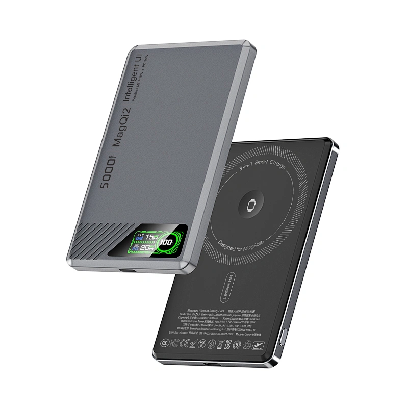 3-in-1인텔리전트 TFT  디스플레이 울트라 슬림 자기 무선 배터리 팩 5000mAh