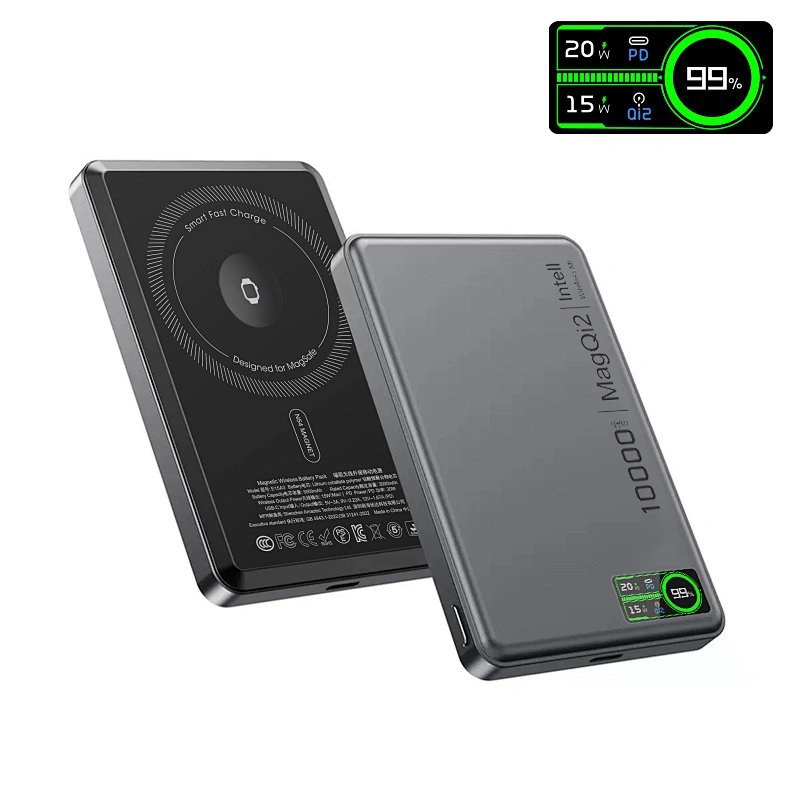 3-in-1 Intelligent TFT Display  Ultra Slim Magnetic Wireless Power bank  5000mAh