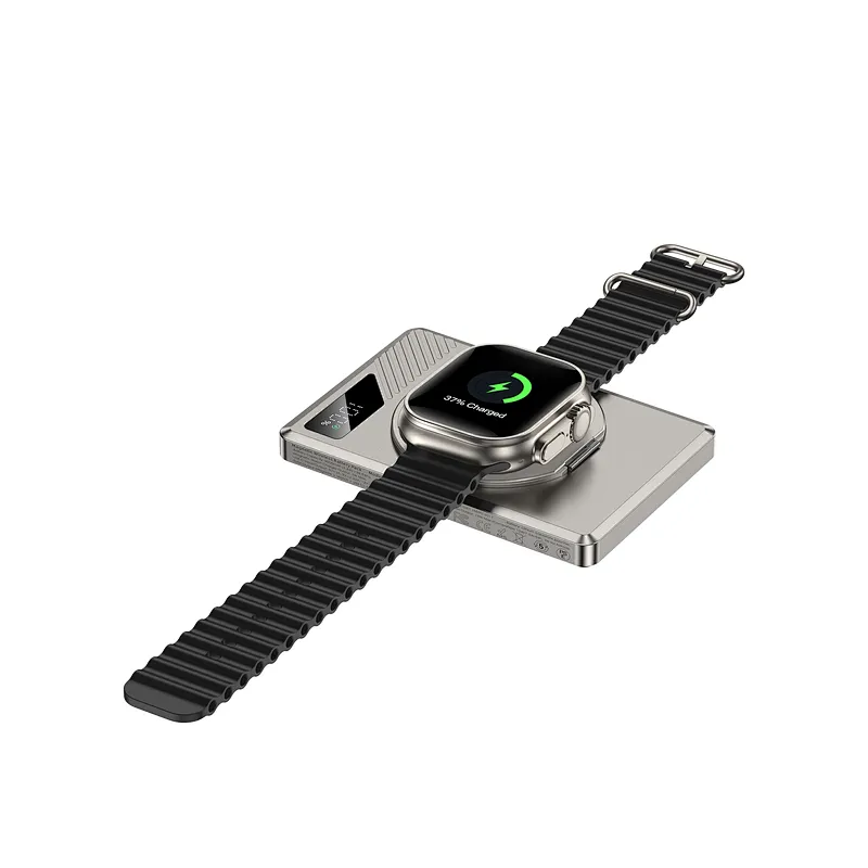 핑거링이 있는 다기능 지능형 자기 무선 배터리 팩, 9000mAh+PD20W+MagSafe15W+iWatch 5W