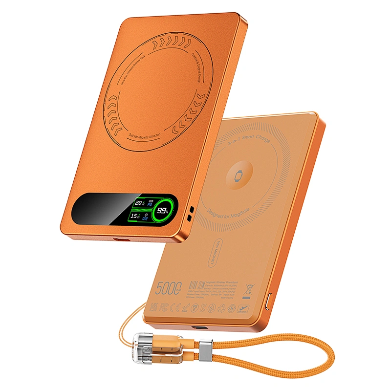 3-in-1 Intelligent TFT Display Ultra Slim Magnetic Wireless Power bank 5000mAh