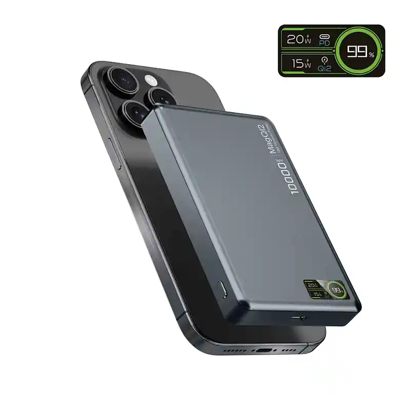 3-in-1 Intelligent TFT 디스플레이 울트라 슬림 자기 무선 배터리 팩 10000mAh