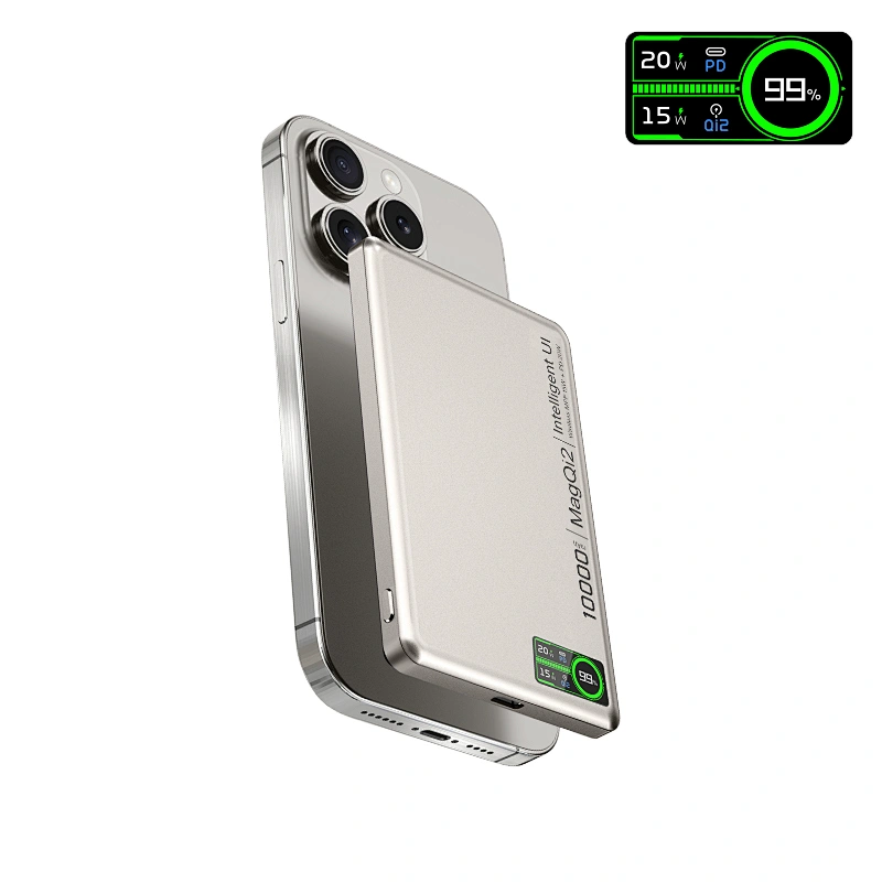 3-in-1 Intelligent TFT 디스플레이 울트라 슬림 자기 무선 배터리 팩 10000mAh