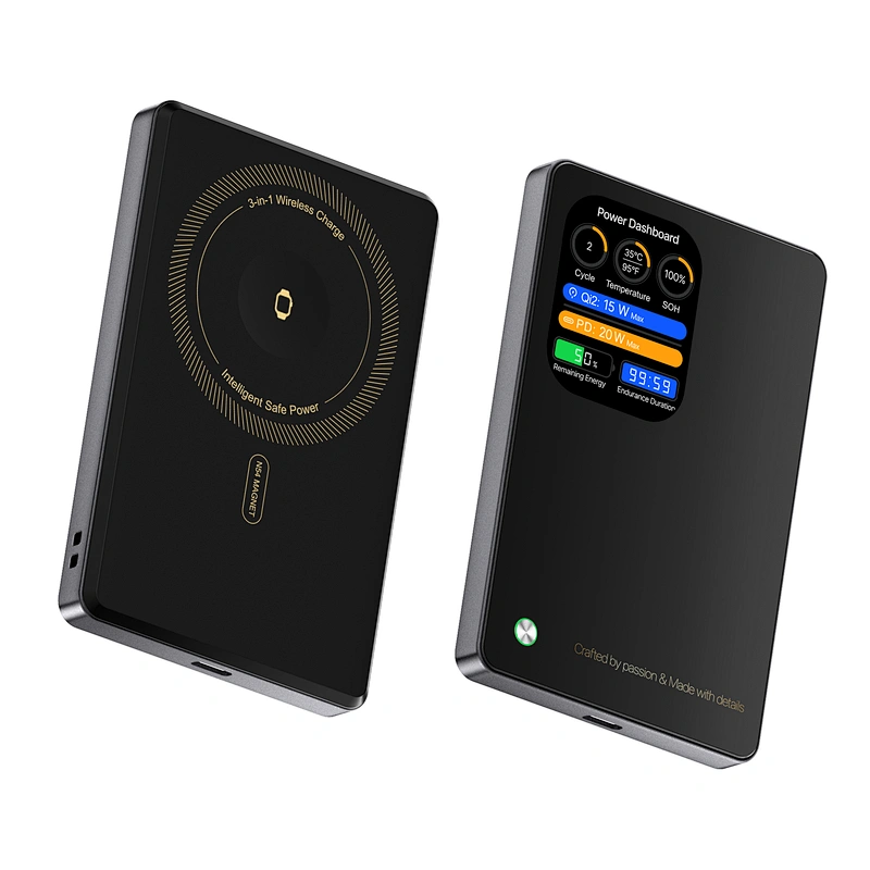 3-in-1 Intelligent TFT Display Ultra Slim Magnetic Wireless Power Bank 5000mAh