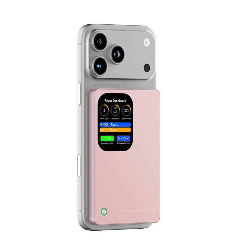 3-in-1 Intelligent TFT Display Ultra Slim Magnetic Wireless Power Bank 5000mAh