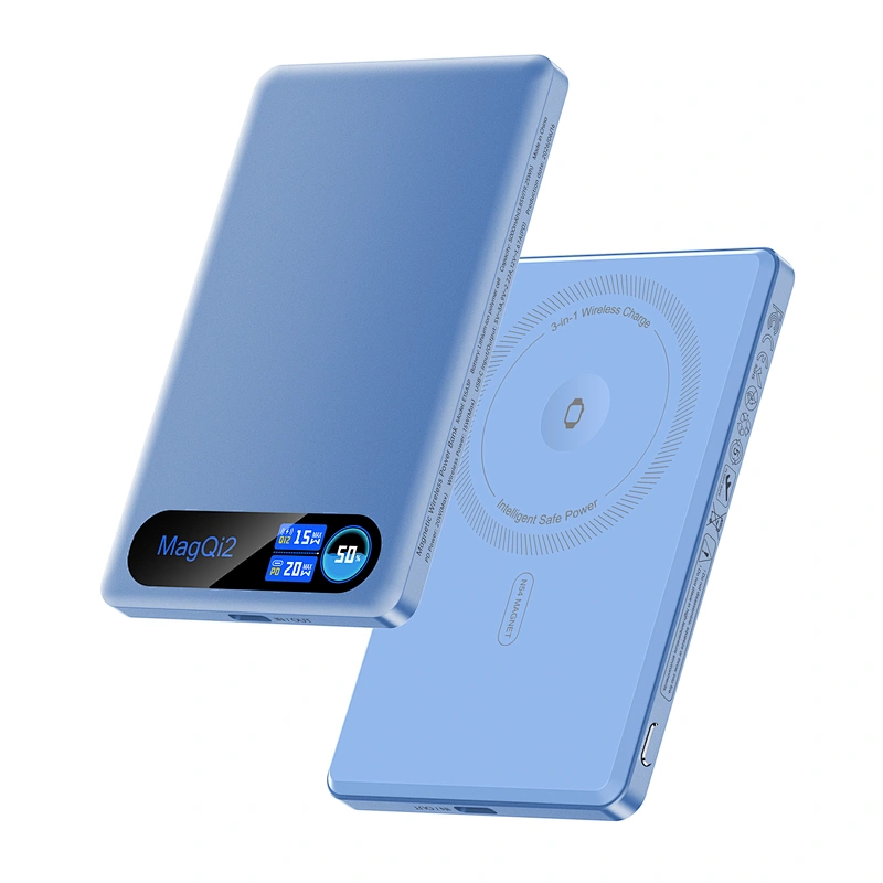 3-in-1 지능형 TFT 디스플레이 초슬림 자석식 무선 보조배터리 5000mAh