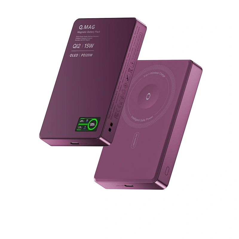 3-in-1 Intelligent TFT  디스플레이 울트라 슬림 자기 무선 배터리 팩 10000mAh