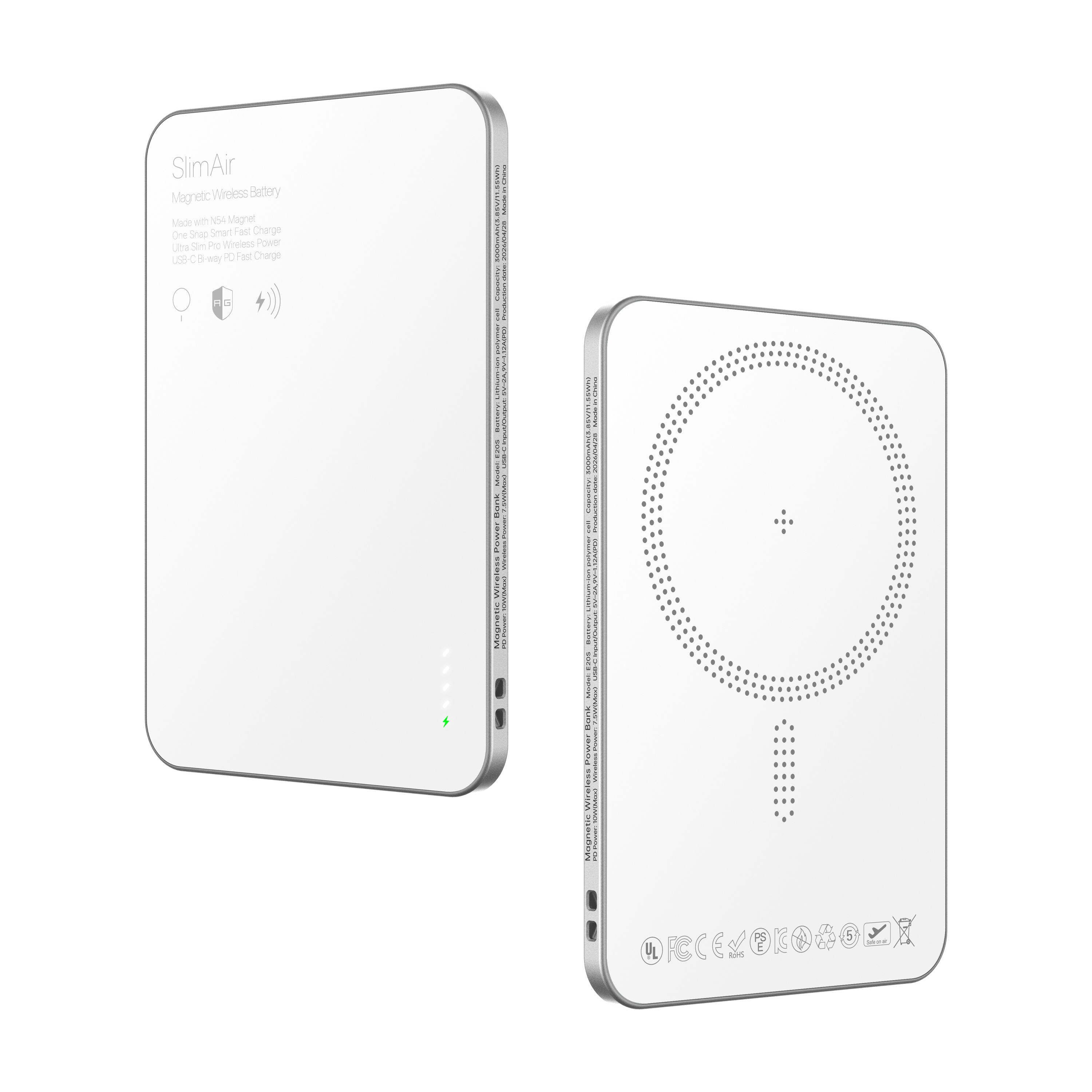 Ultra Slim Intelligent Magnetic Wireless Power Bank 3000mAh for iPhone MagSafe /AirPods