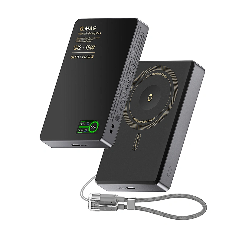 3-in-1 Intelligent TFT  디스플레이 울트라 슬림 자기 무선 배터리 팩 10000mAh