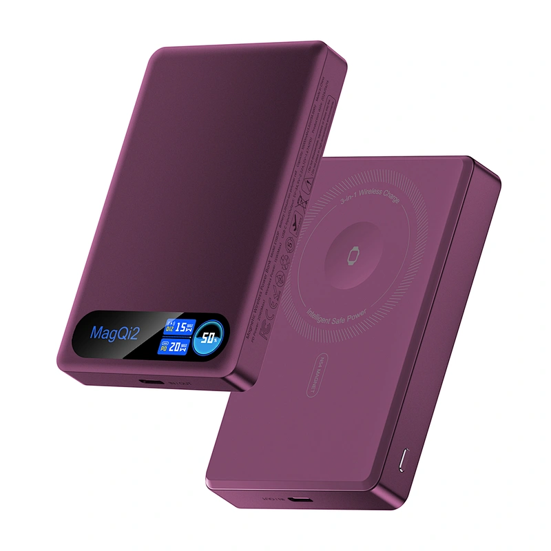 3-in-1 지능형 TFT 디스플레이, 초슬림 마그네틱 무선 충전기 10000mAh, 아이폰/에어팟/iWatch용