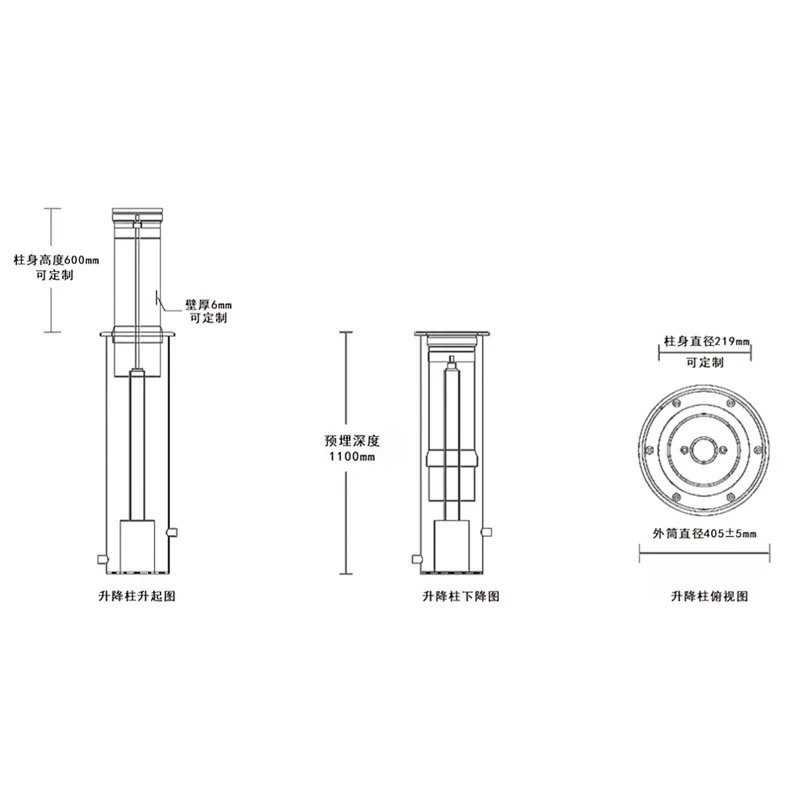 Car Parking Traffic Protect Stainless Steel Automatic Rising Hydraulic Bollard/ Anti-terrorist Safety Hydraulic Bollard