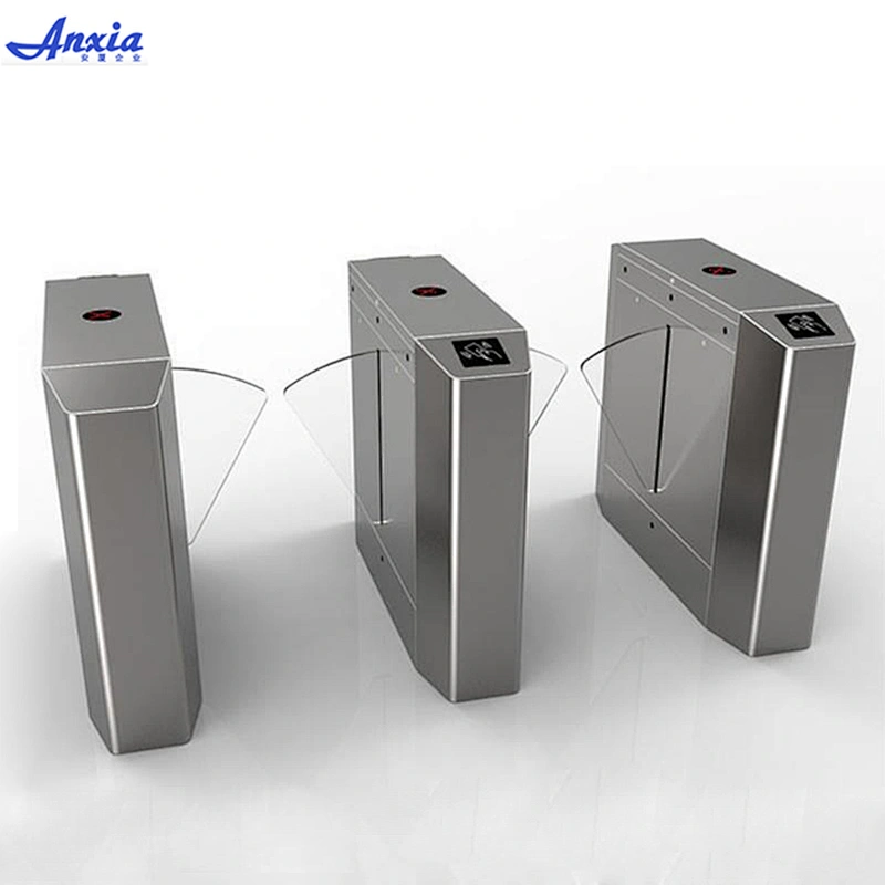 Retractable flap electronic gate barrier 1.5mm thickness 304 stainless steel card reader access control flap barrier gate