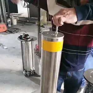 Stainless Steel manually operated bollard with key/semi-auto electric bollards