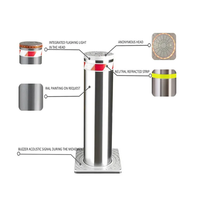 Hydraulic retractable steel rising parking bollards semi automatic road traffic hydraulic bollard system