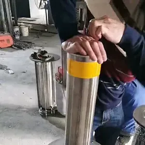 Stainless Steel manually operated bollard with key/semi-auto electric bollards