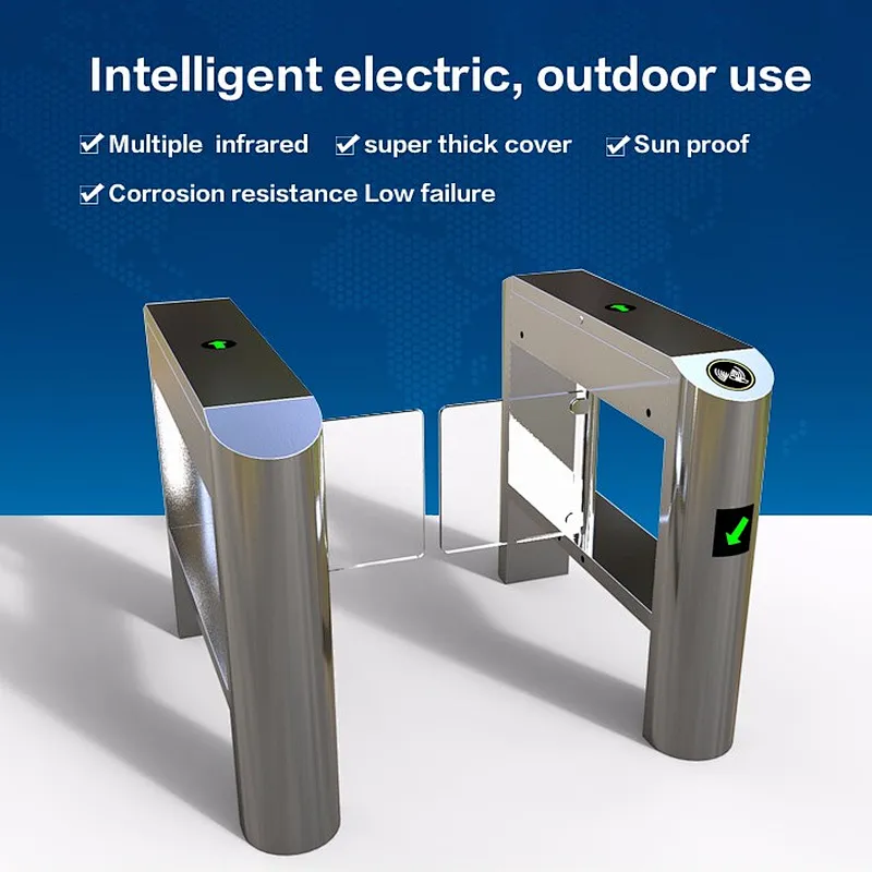 Card Access Control Stainless Steel Swing Gate Card Reader Barrier Turnstile Gate