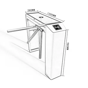 Automatic pedestrian waist high 304 stainless steel rfid card reader security tripod turnstile gate