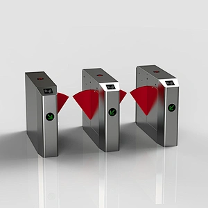 Retractable flap electronic gate barrier 1.5mm thickness 304 stainless steel card reader access control flap barrier gate