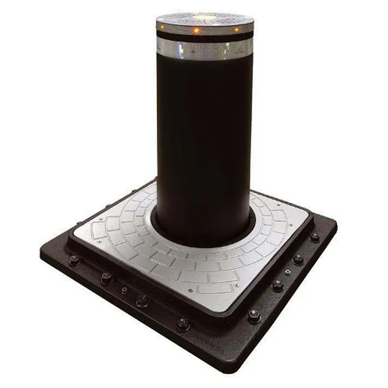 Automatic retractable hydraulic stainless steel security bollard with LED light 219mm cylinder for vehicle access control