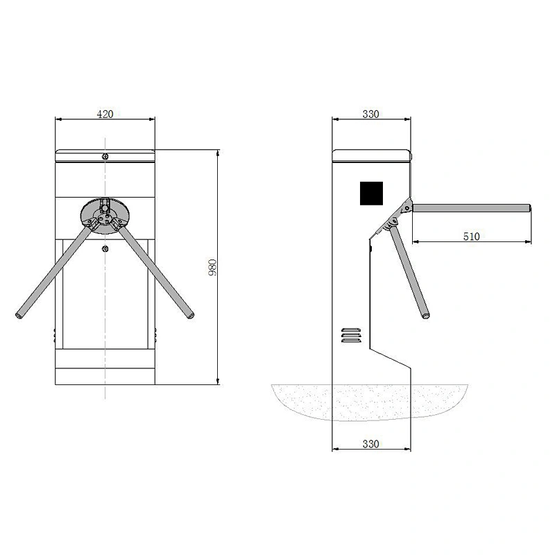 Tripod Turnstile 304 Stainless Steel Access Control IC Card And Fingerprint Turnstile