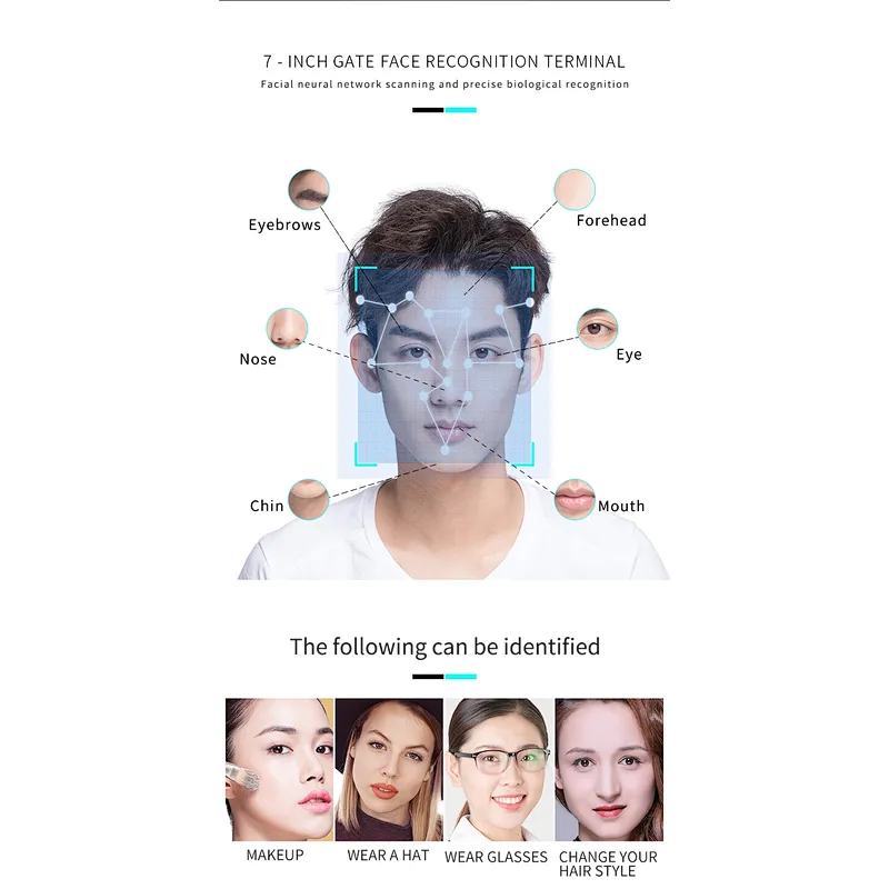 5 People Same Time Remote Recognized 5-inch 10000 Capacity Free Software Face Recognition Time Attendance