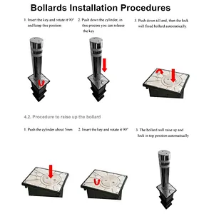 Security Road Traffic Retractable Hydraulic Road Bollards System With Led LIghting