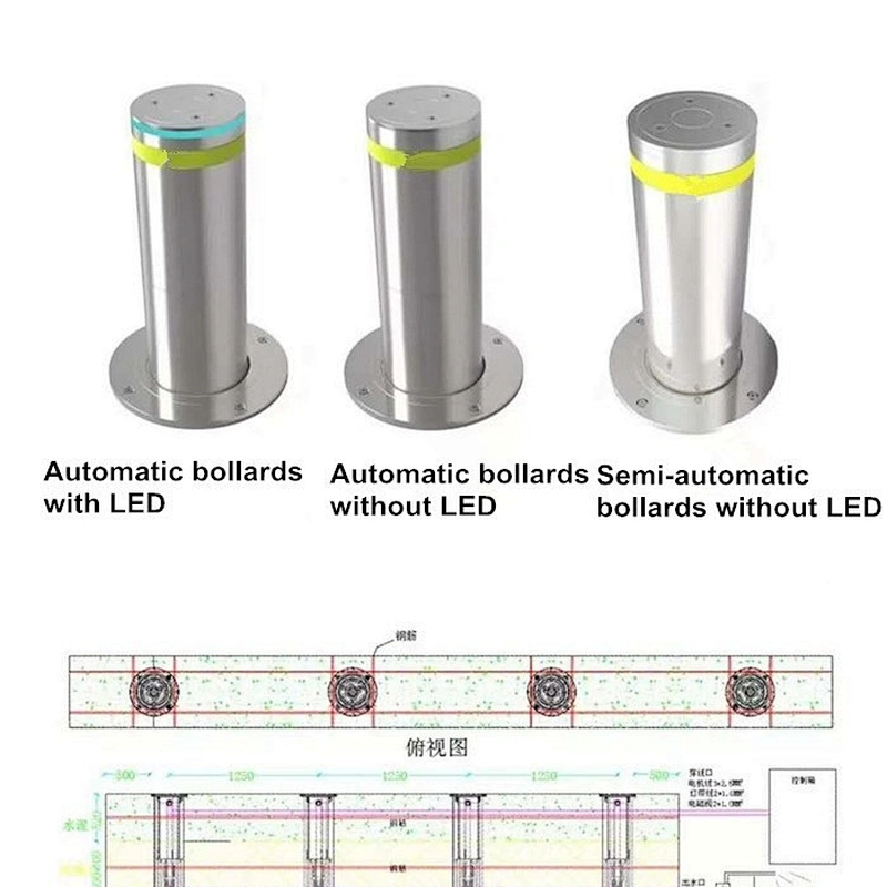 Flexible 304 Stainless Steel Semi-Automatic Rising Bollards