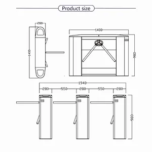 Acces Control System Access Barrier Automatic Electric Security Tripod Barrier with Fingerprint and RFID