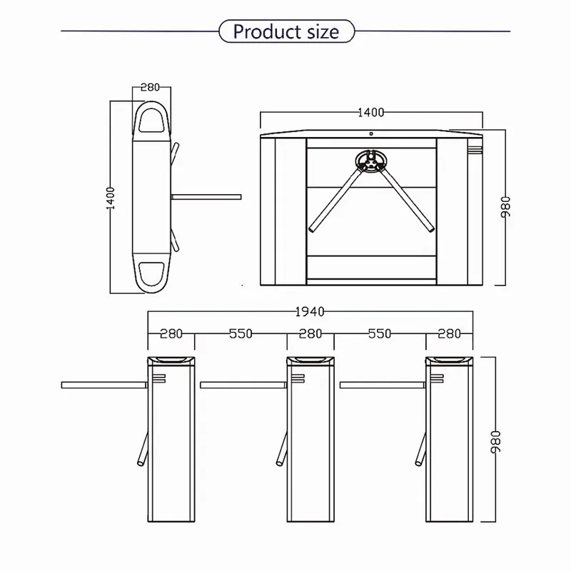 Acces Control System Access Barrier Automatic Electric Security Tripod Barrier with Fingerprint and RFID