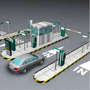 Card dispensing automatic parking lot system with self service paying fee terminal
