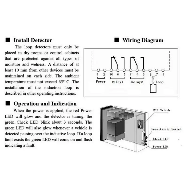 Single or Two way Car Detector Vehicle Loop Detector for Boom Barrier