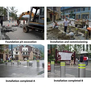 Remote Control Stainless Steel Automatic Safety Smart Parking Bollards With OEM Service