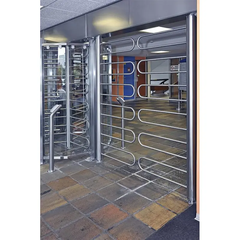 Full-height Motorized Turnstile with Gate for Disabled Access and Goods Entrance