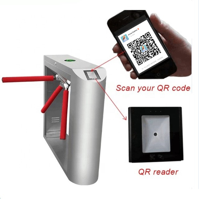 Most Popular Products QR Scanner Vertical Double Tripod Turnstile Door With Wiegand RFID Reader