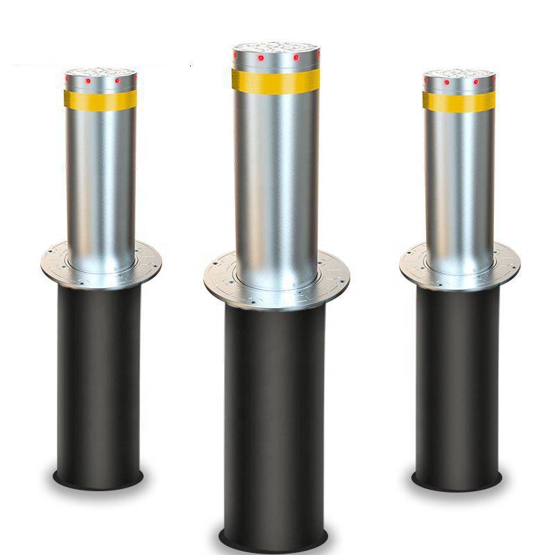 304 Stainless Steel Retractable Traffic Road Safety Barrier 219mm Automatic Hydraulic Rising Bollard