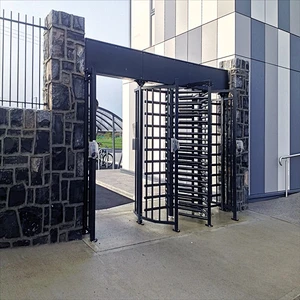Full-height Motorized Turnstile with Gate for Disabled Access and Goods Entrance