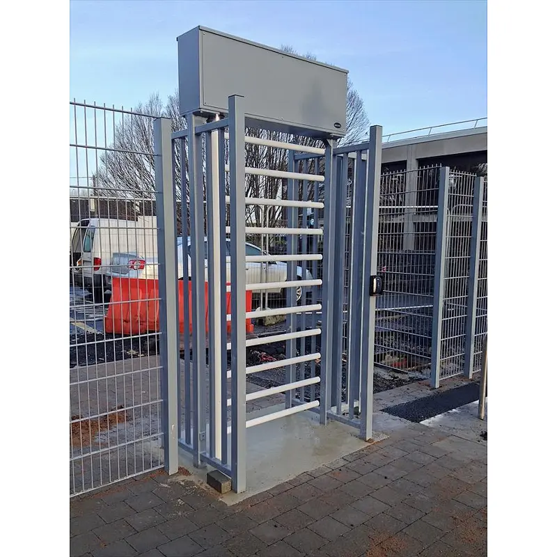 Full-height Motorized Turnstile with Gate for Disabled Access and Goods Entrance
