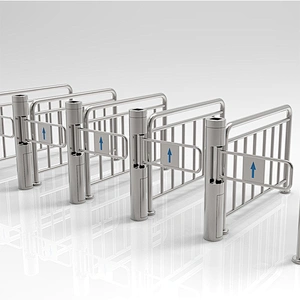 Access Control System Dc Brushless Motor Pillar Glass Swing Gate For Supermarket