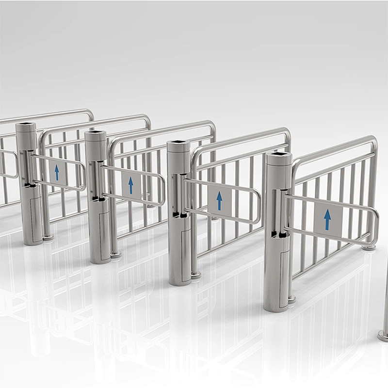 Access Control System Dc Brushless Motor Pillar Glass Swing Gate For Supermarket