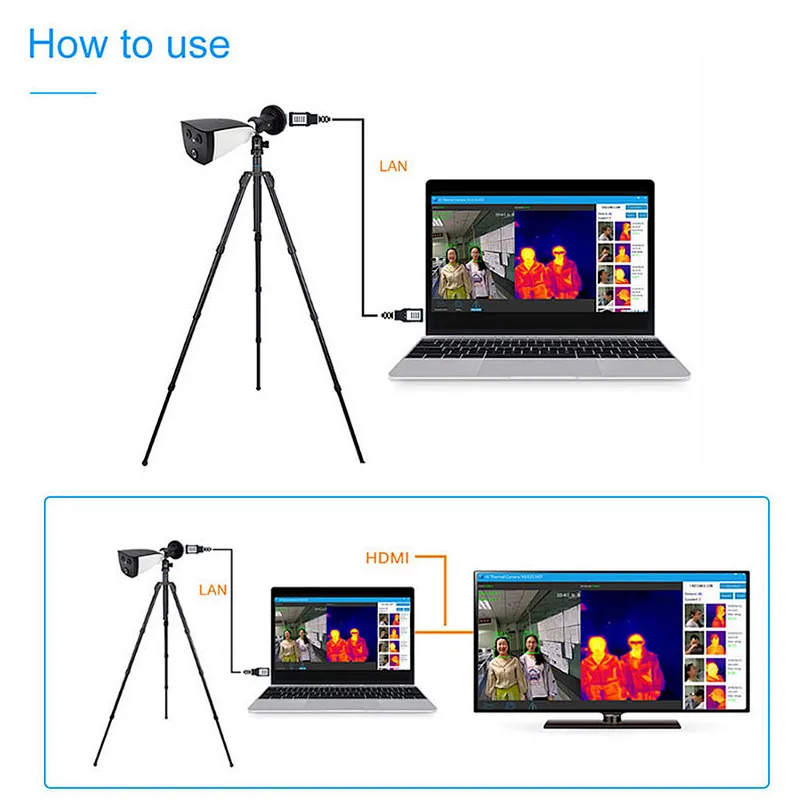 AI Detect Monitoring Camera Face Recognition Thermal Imaging Camera with Alarm
