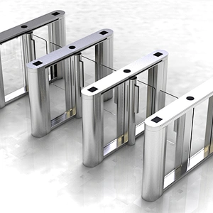 Security Entrance Scan System QR Code Sliding Turnstile Security Swing Barrier Gate For Public Lobby