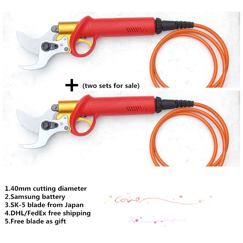 Portable Cordless Electric Pruner Bypass Pruning Electric Metal Vineyard Pruners Machine 45mm