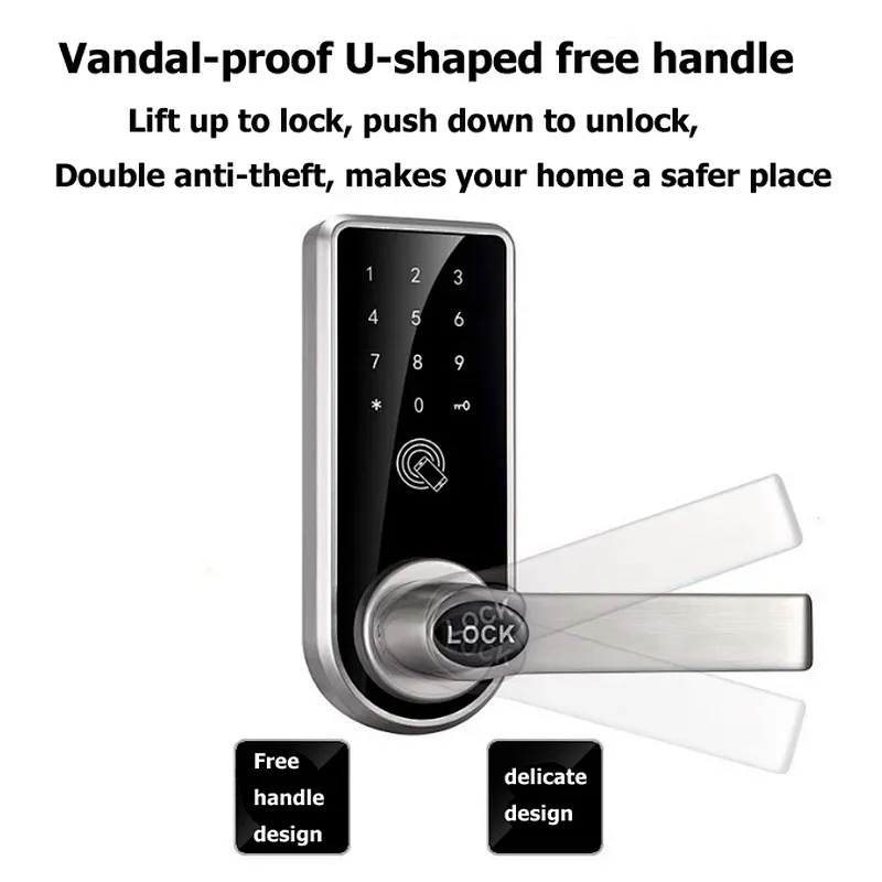 Temporary Password, RFID, Wireless App Entry Touch Screen Keypad Smart WiFi Home Door Lock